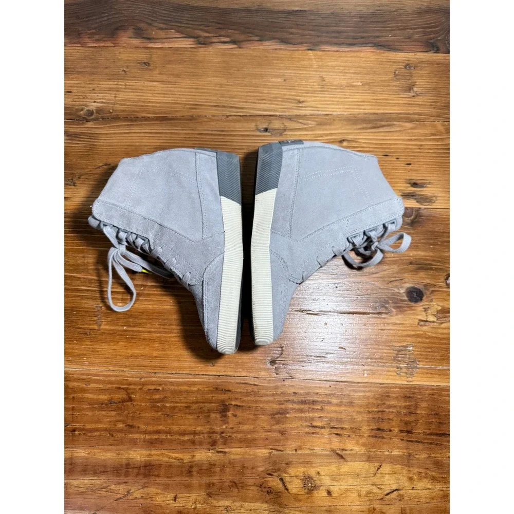 Sorel Out N About Suede Hidden Wedge Sneakers Women 8 Quarry Grey High Top Boots